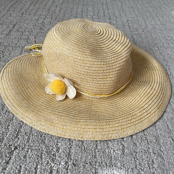 Stylish Straw Sun Hat with Yellow Flower Woven Paper Coquette Cat & Jack - Picture 3 of 6